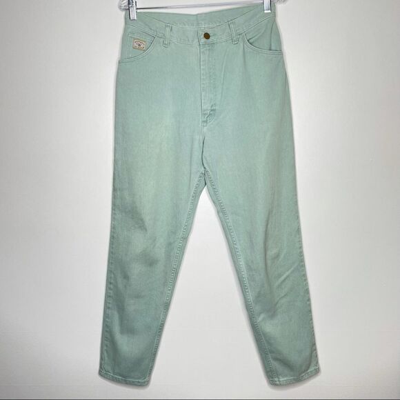 Wrangler Denim - Wranglers for Her VTG cotton light aqua green color denim mom‎ jeans high waist